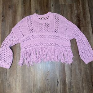 Free People Crop Fringe Sweater